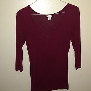 Maroon long-short sleeve shirt